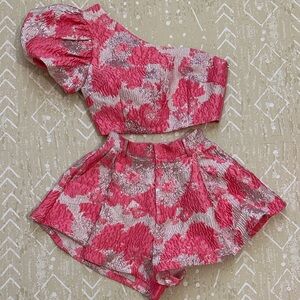 Showpo Pink and Silver Floral Set